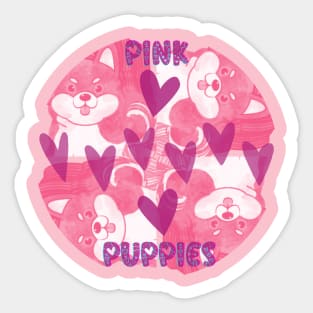 Pink Puppies Heart Tile Pattern Sticker